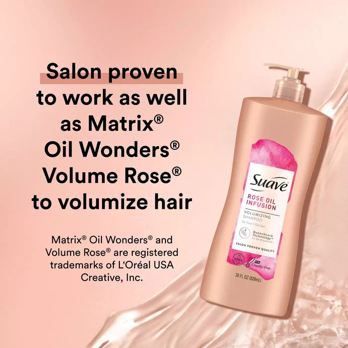 SUAVE Rose Oil Infusion Volumizing Shampoo شامبو سواف بزيت الورد لتكثيف الشعر