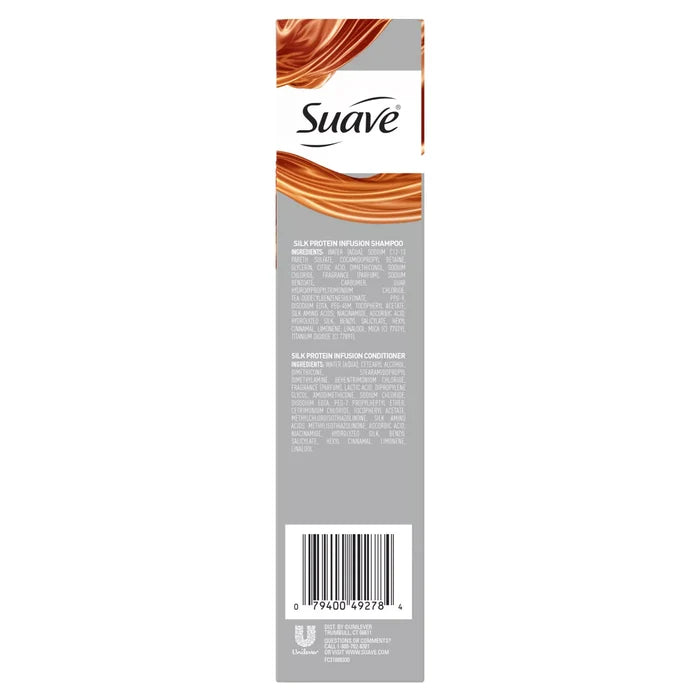 SUAVE Sleek & Smooth Silk Protein Infusion Shampoo and Conditioner Set  مجموعة شامبو وبلسم مزدوجة