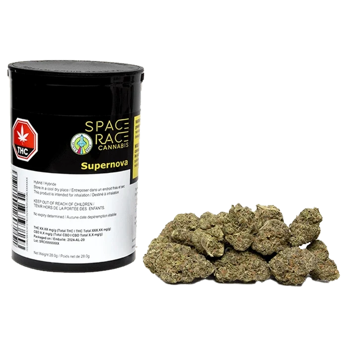 Front view of the Space Race Supernova package, displaying the product's branding and text on a white background.