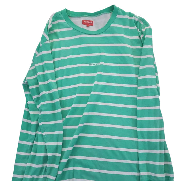 SUPREME L/S GREEN/WHITE STRIPPED