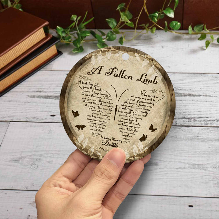 Sympathy Gift for Loss of Father, In Loving Memory Gifts, A Fallen Limb Butterfly Memorial Ornament