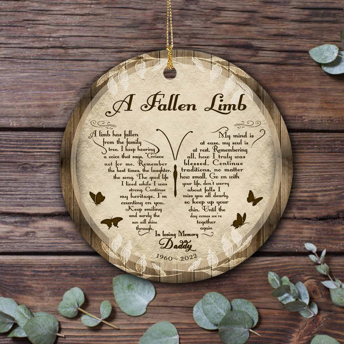 Sympathy Gift for Loss of Father, In Loving Memory Gifts, A Fallen Limb Butterfly Memorial Ornament