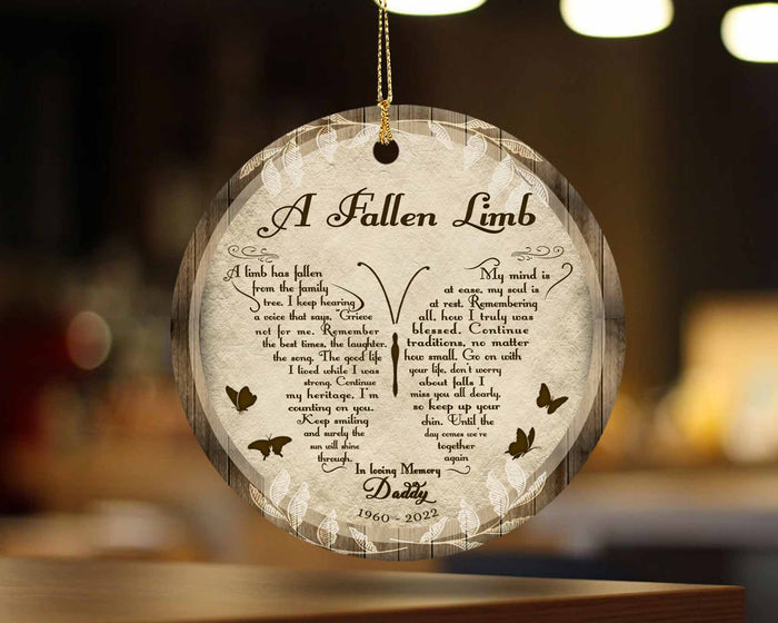 Sympathy Gift for Loss of Father, In Loving Memory Gifts, A Fallen Limb Butterfly Memorial Ornament