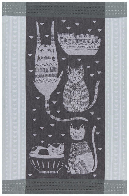 TEA TOWEL JACQUARD PURR PARTY