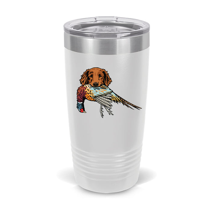 Golden Retriever with a Pheasant / White
