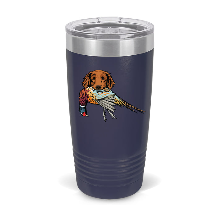 Golden Retriever with a Pheasant / Navy Blue