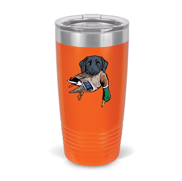 Black Lab with a Mallard / Blaze Orange