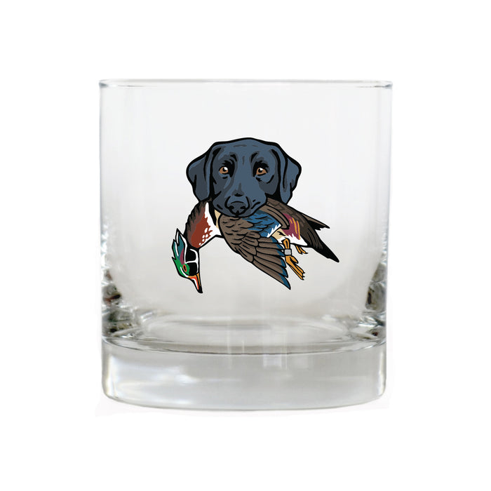 Black Lab with a Wood Duck