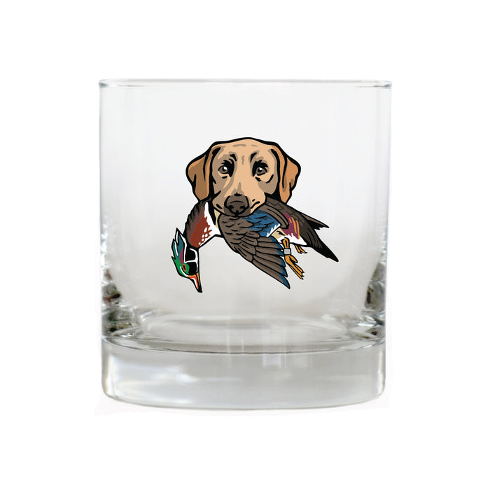 Yellow Lab with a Wood Duck