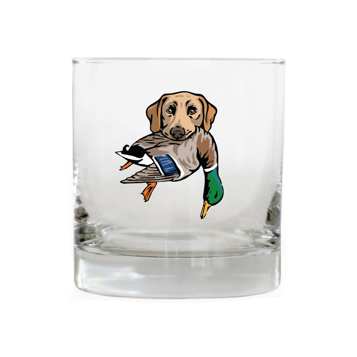 |Yellow Lab with a Mallard