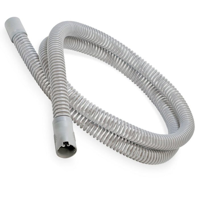 Gray flexible hose on a white background