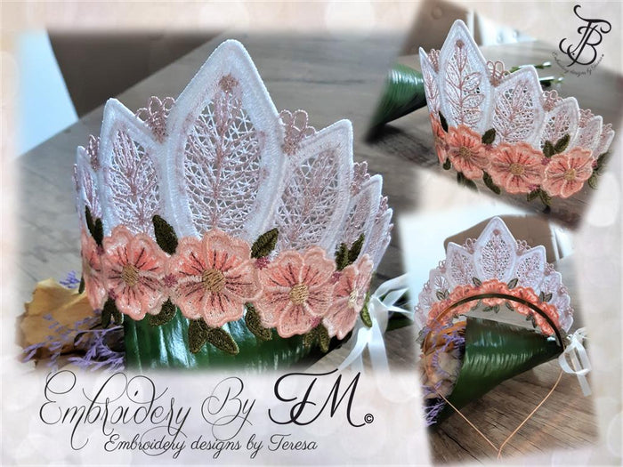 Tiara with flowers FSL / 6x10 hoop and 5x7 hoop