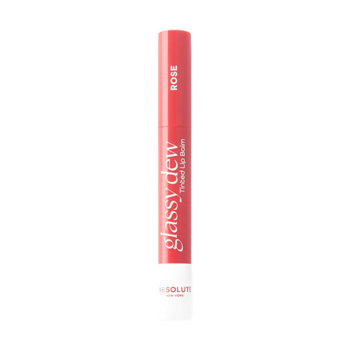ABSOLUTE NEW YORK Glassy Dew Rose tinted lip balm in coral pink shade for moisturizing lips