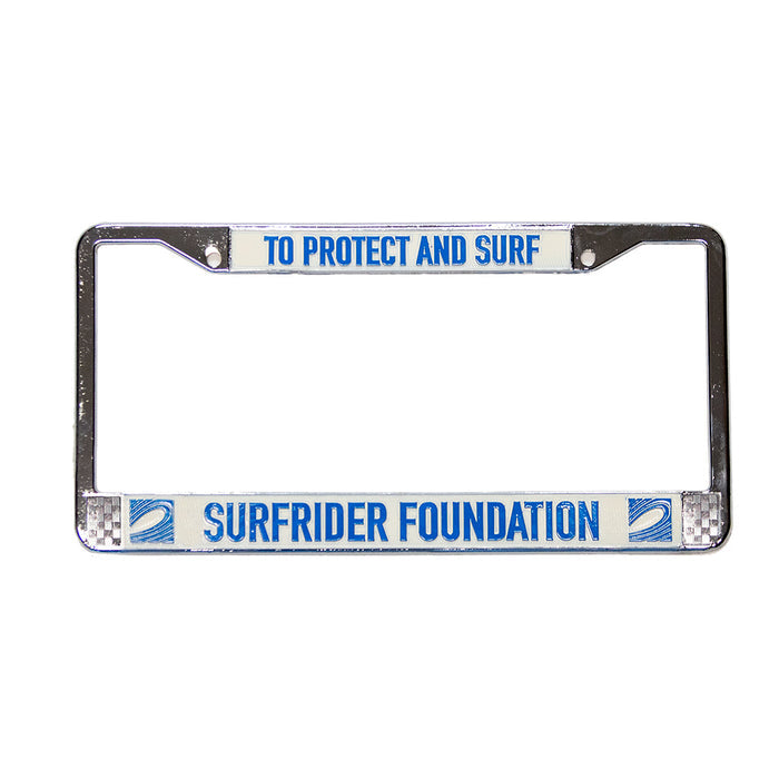 To Protect and Surf Chrome License Plate Frame