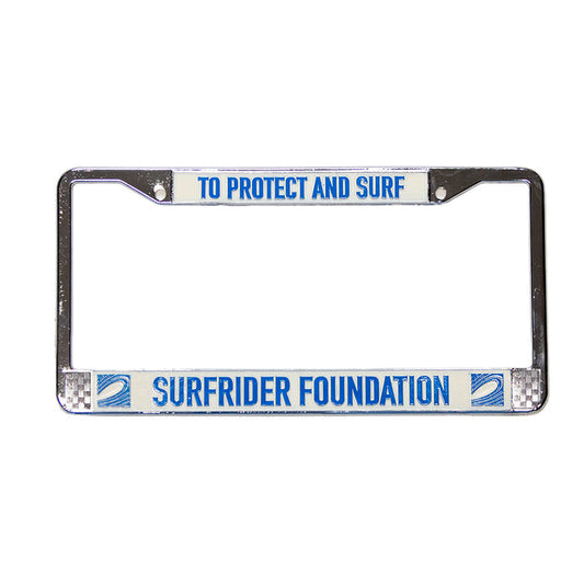 To Protect and Surf Chrome License Plate Frame