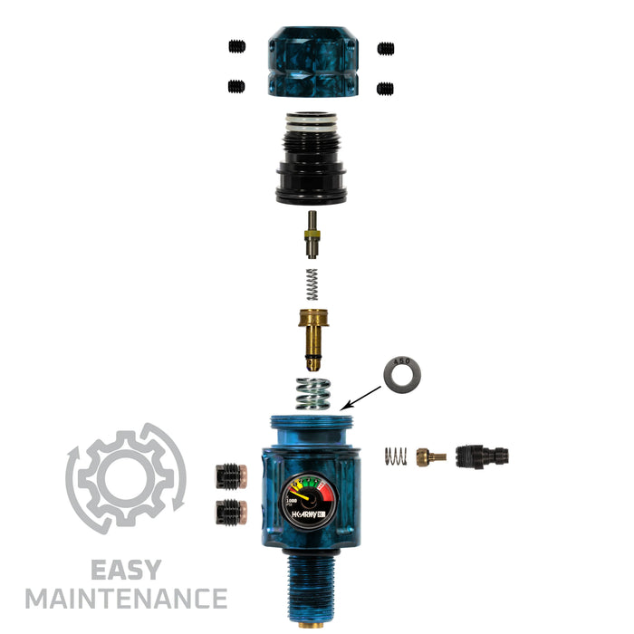 Turbine Pro Regulator - Long Body - Adjustable & Rotational - Marble Blue