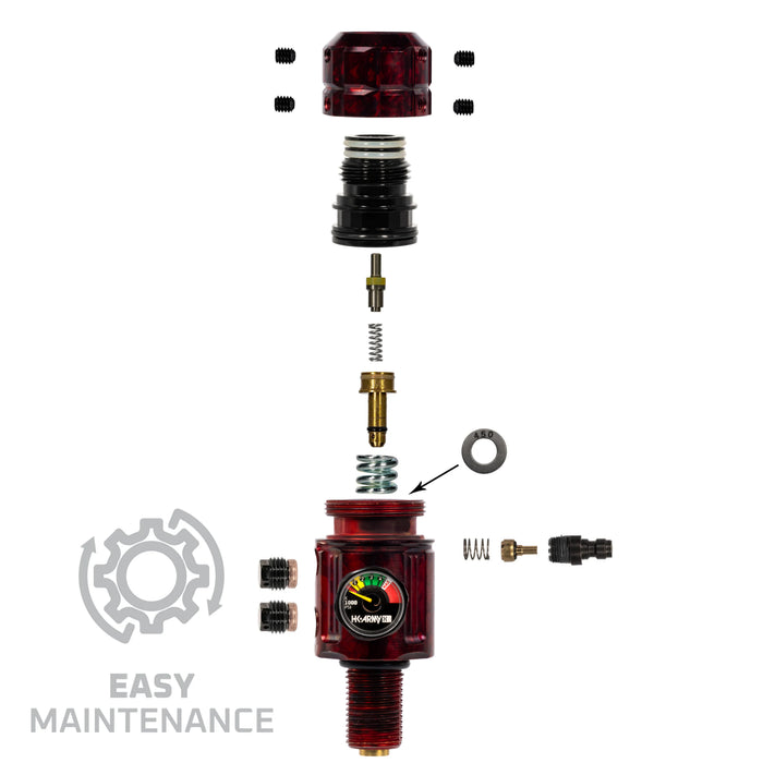Turbine Pro Regulator - Long Body - Adjustable & Rotational - Marble Red