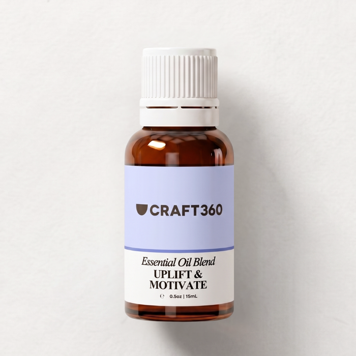 Bottle of Craft360 essential oil blend on a white background