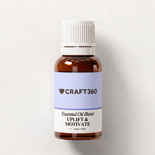 Bottle of Craft360 essential oil blend on a white background