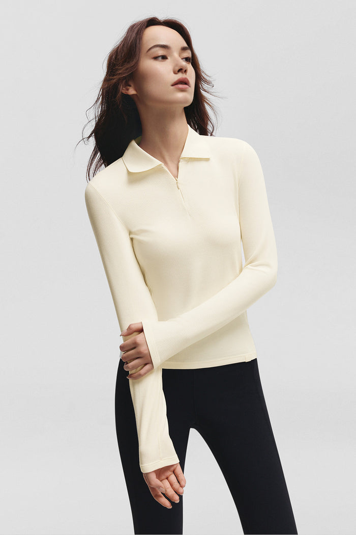 beneunder urbanpolo womens polo neck thermal base layer top #color_beige