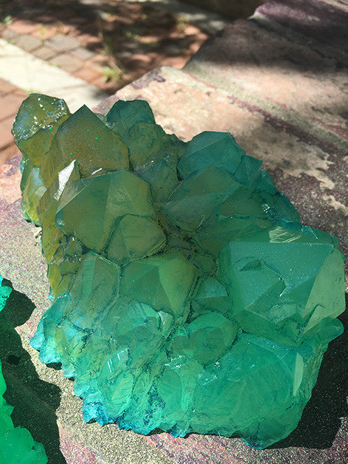 URETHANE GLOW IN THE DARK CRYSTAL- LARGE ( GREEN AND ORANGE)