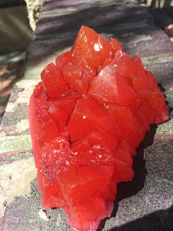 URETHANE GLOW IN THE DARK CRYSTAL- LARGE ( GREEN AND ORANGE)