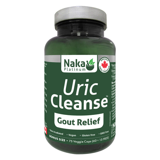 Bottle of Naka UricCleanse GoutRelief 75VeggieCaps