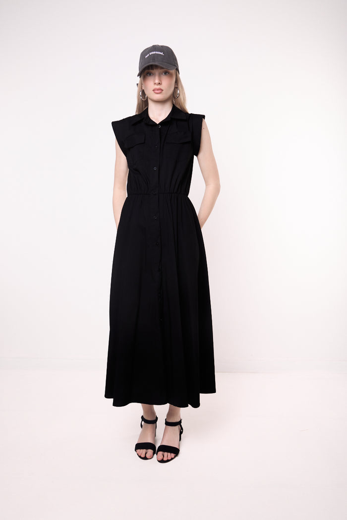 Utility sleeveless midi dress wholesale