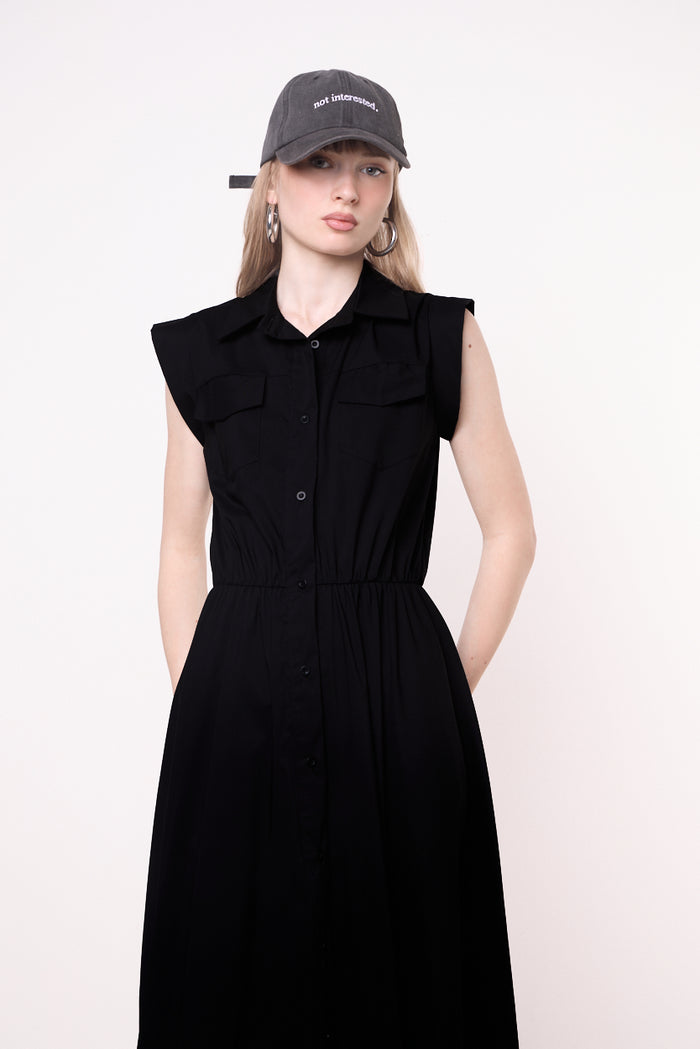 Utility sleeveless midi dress wholesale