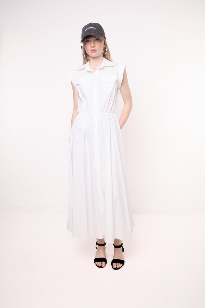 Utility sleeveless midi dress wholesale