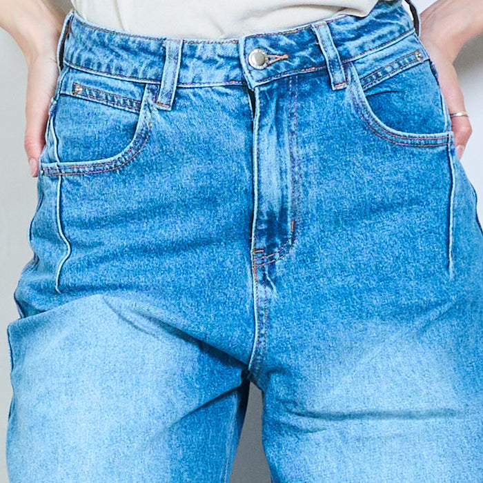 Utility wide-leg denim jeans with knee panel detail wholesale