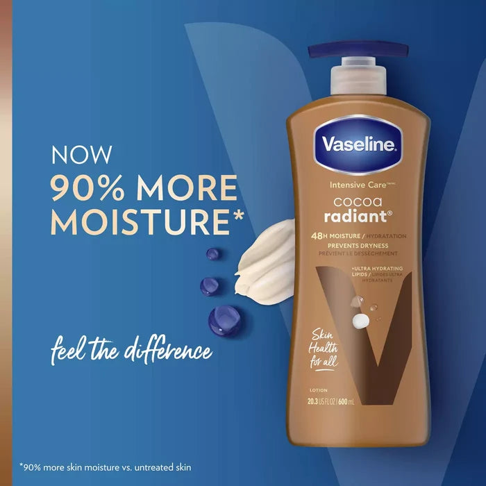 VASELINE Intensive Care Cocoa Radiant 48H Hydration Lotion فازلين لوشن العناية المكثفة بالكاكاو لترطيب يدوم 48 ساعة