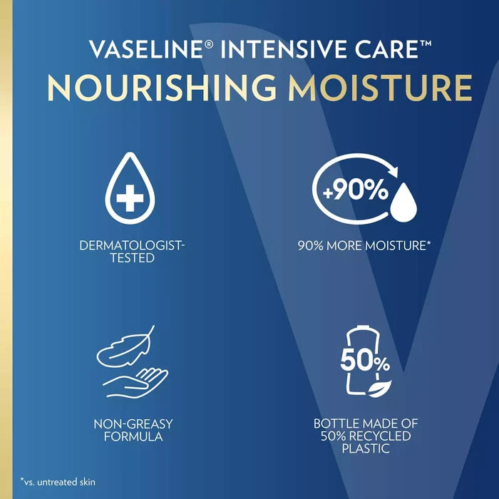 VASELINE Intensive Care Nourishing Moisture 48H Hydration Lotion فازلين لوشن الترطيب العميق للعناية المكثفة وترطيب يدوم 48 ساعة