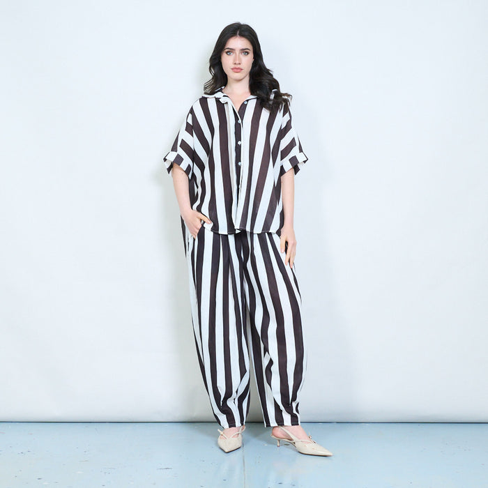 Vertical stripe relaxed fit trousers wholesale