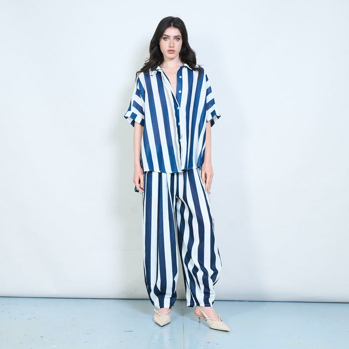 Vertical stripe relaxed fit trousers wholesale