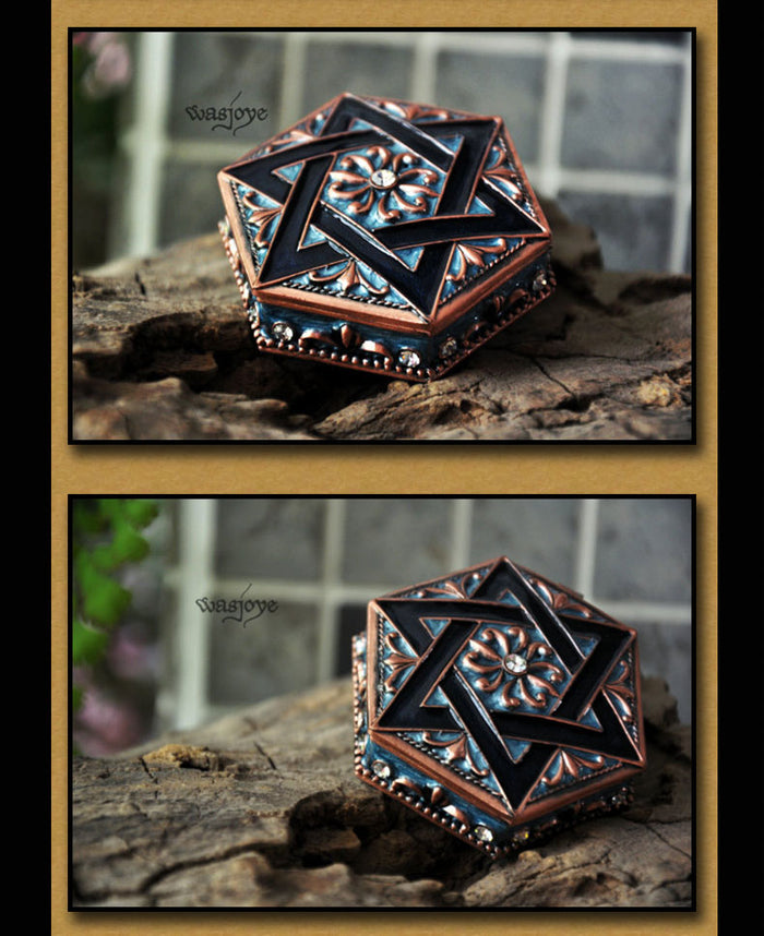 Wasjoye Hexagram Retro European Princess Handmade Jewelry Box T3225