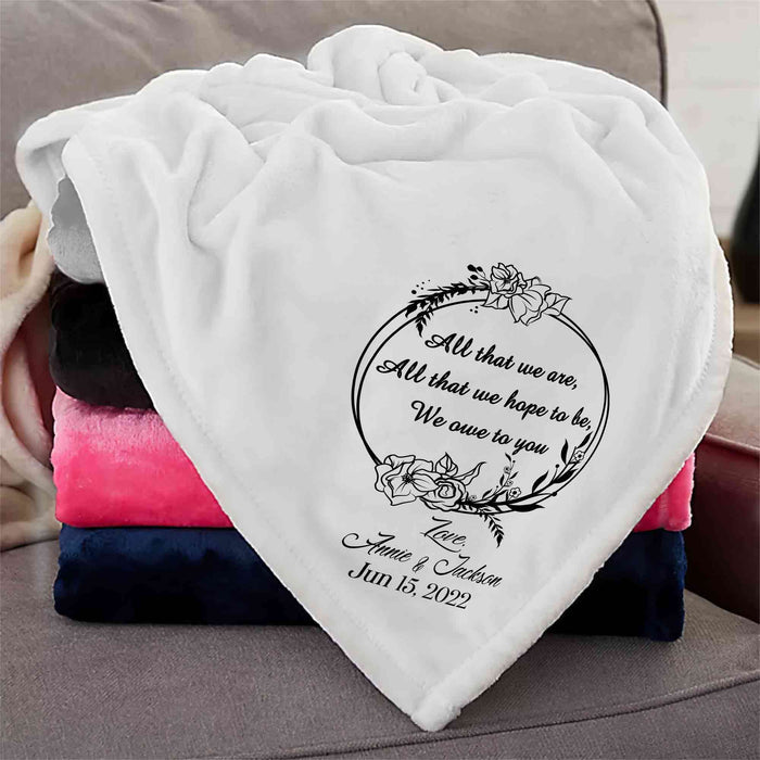 Wedding Parent Gift Blanket, Personalized Name Blanket Wedding Gift Parents,  Parents Wedding Gift From Bride