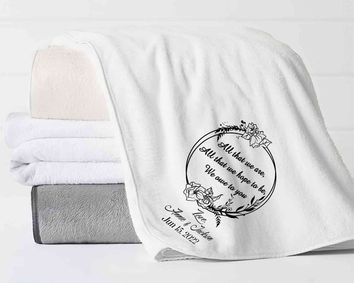Wedding Parent Gift Blanket, Personalized Name Blanket Wedding Gift Parents,  Parents Wedding Gift From Bride