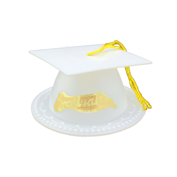 White Graduation Cap Favor Box 3.5 Inch Graduation Favor 12 Pieces - artcovecrafts.com