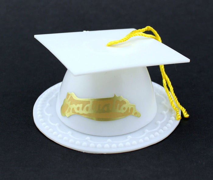 White Graduation Cap Favor Box 3.5 Inch Graduation Favor 12 Pieces - artcovecrafts.com