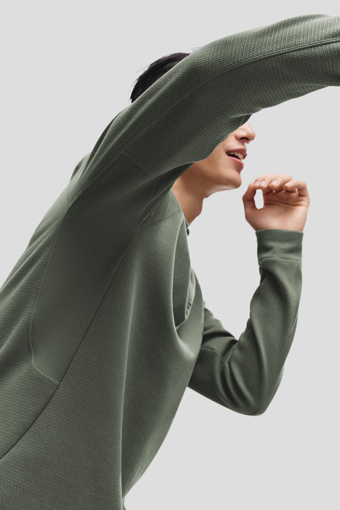 beneunder wickcore mens stand collar wicking base layer #color_sage green