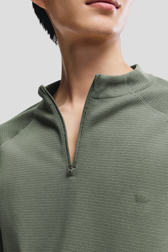 beneunder wickcore mens stand collar wicking base layer #color_sage green