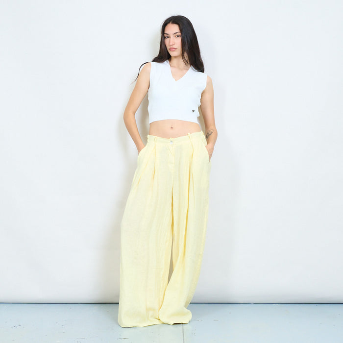 Wide-leg linen flowy trousers wholesale