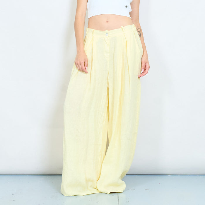 Wide-leg linen flowy trousers wholesale
