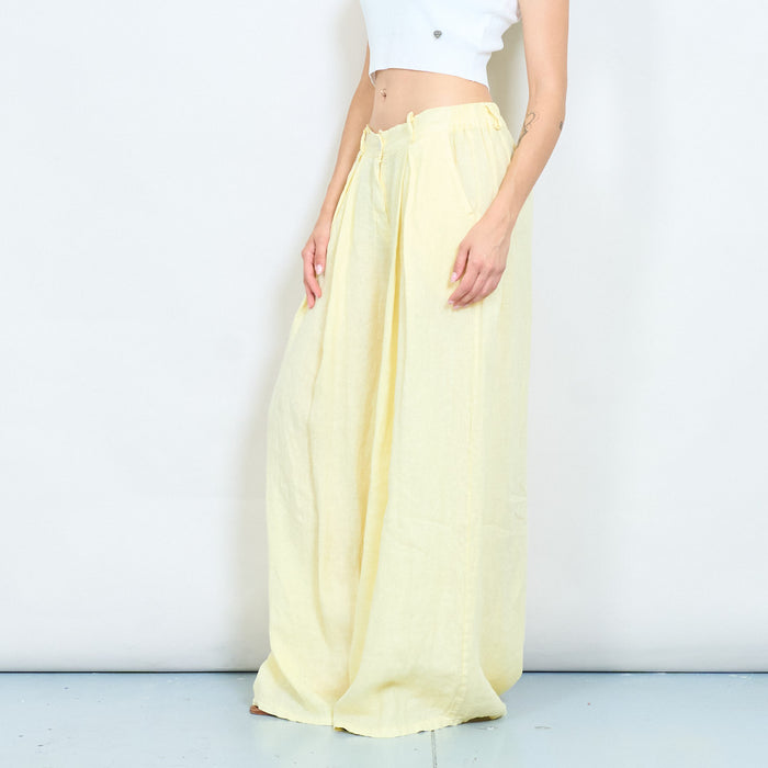 Wide-leg linen flowy trousers wholesale