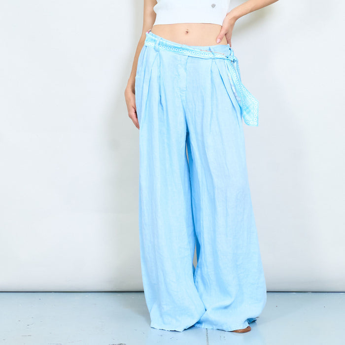 Wide-leg linen flowy trousers wholesale