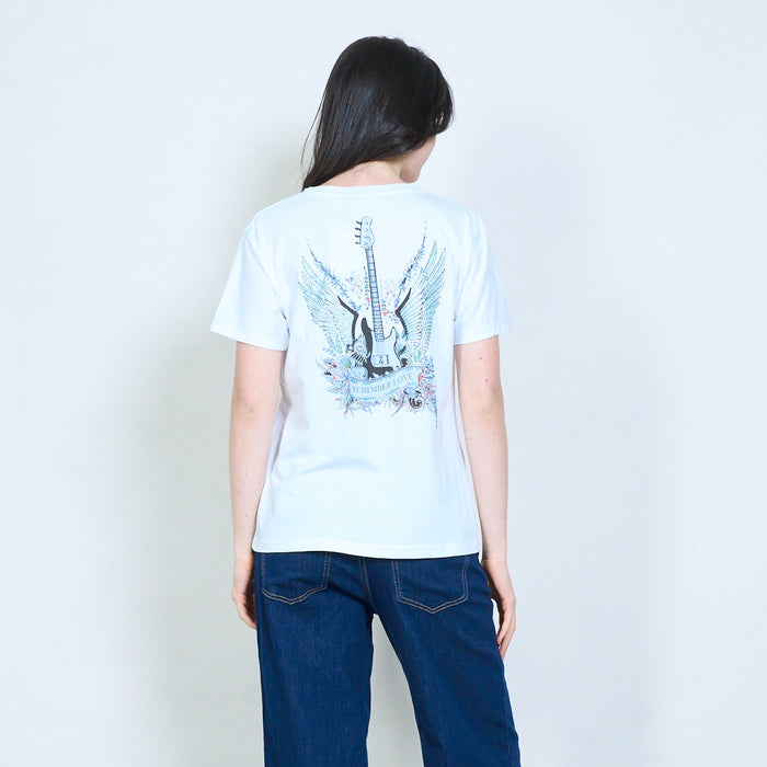 Winged guitar print t-shirt wholesale