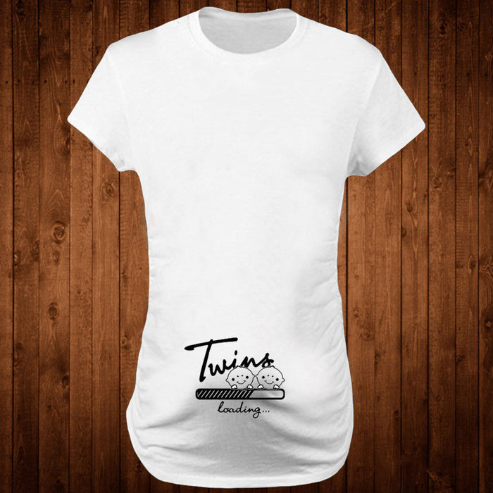 Women T-Shirts Slim Maternity Funny Letter Tops O-Neck Pregnancy Women 🇨🇳