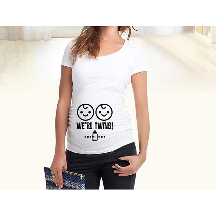 Women T-Shirts Slim Maternity Funny Letter Tops O-Neck Pregnancy Women 🇨🇳