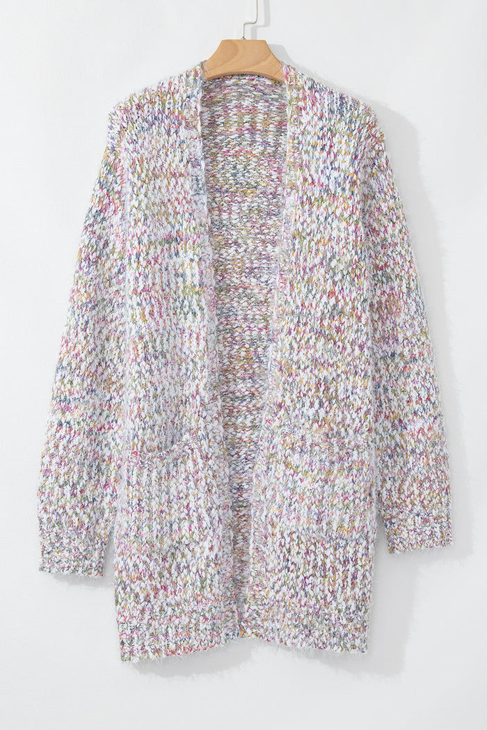 Yellow Multicolor Confetti Open Front Knit Cardigan 🇨🇳